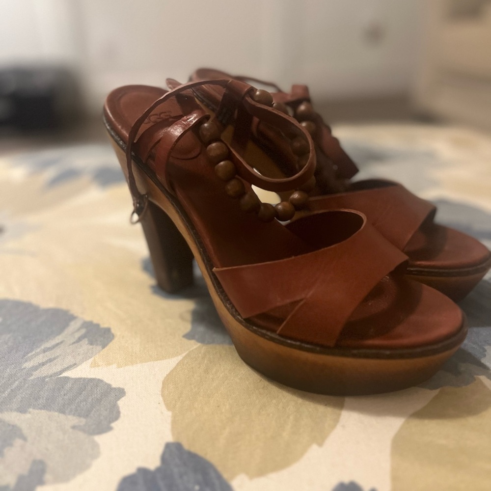 UGG Brown Platform Sandals with Chunky Heel